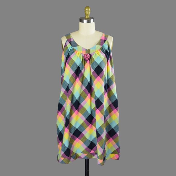 MARC JACOBS RAINBOW PLAID SLEEVELESS DRESS - Picture 1 of 7